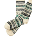 RoToTo Socks Jacquard Crew Socks "Fairisle", White Pattern