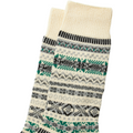 RoToTo Socks Jacquard Crew Socks "Fairisle", White Pattern