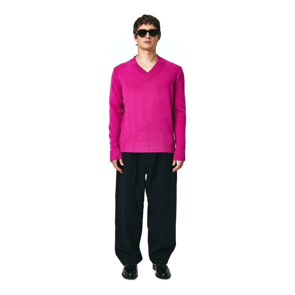 Seven Gauge fw23 U Sweater V Neck Sweater, Fuscia