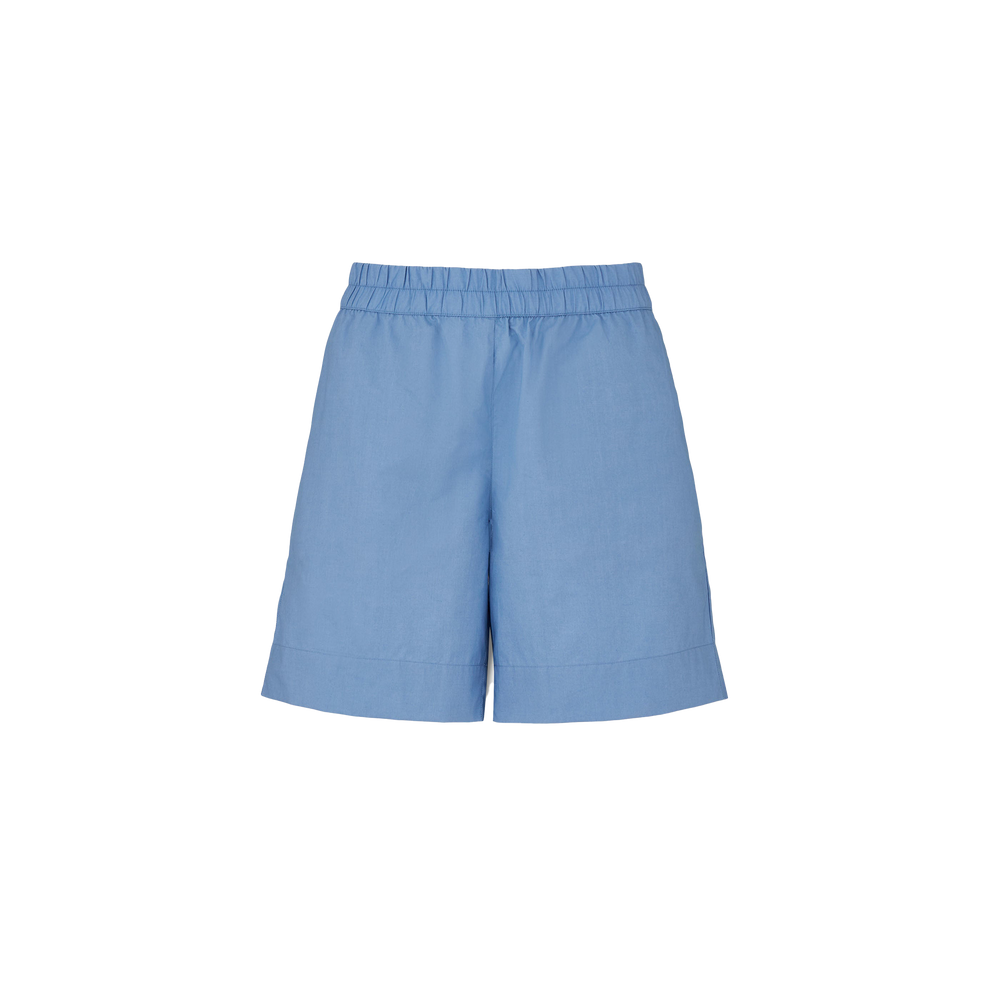 The Aiayu Shorts Long are blue, knee-length summer shorts crafted from lightweight fabric featuring an elastic waistband for comfort and style.