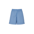 The Aiayu Shorts Long are blue, knee-length summer shorts crafted from lightweight fabric featuring an elastic waistband for comfort and style.