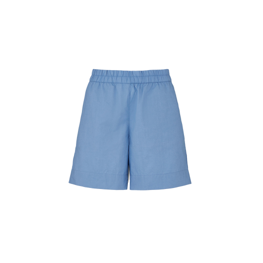 The Aiayu Shorts Long are blue, knee-length summer shorts crafted from lightweight fabric featuring an elastic waistband for comfort and style.