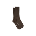 Elegantly folded Aiayu luxury silk socks in brown, with "adieu" printed on each sole for a breathable feel.