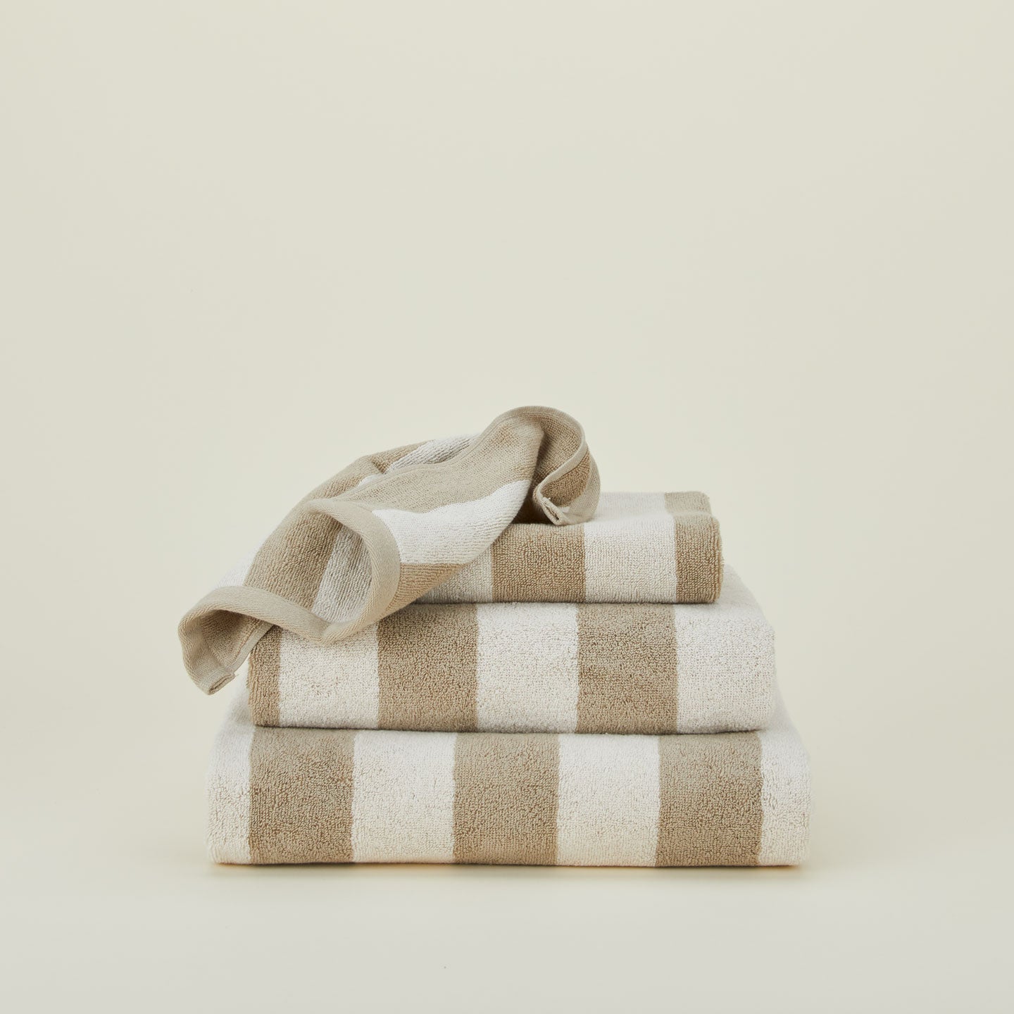 Simple Striped Terry Bath Sheet, Ivory/Flax