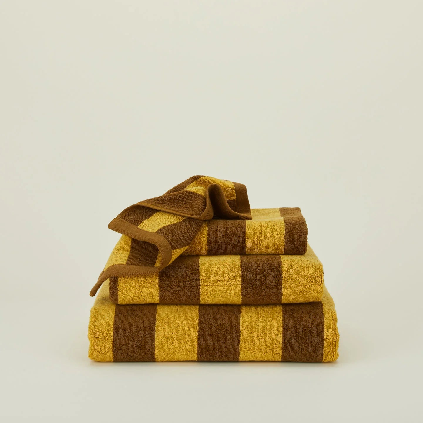 Simple Striped Terry Hand Towel, Mustard/Bronze