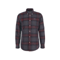 The Southfield Tailored Shirt by Barbour is a long-sleeve flannel shirt featuring a button-down collar, red, black, and grey plaid pattern, and a front chest pocket.