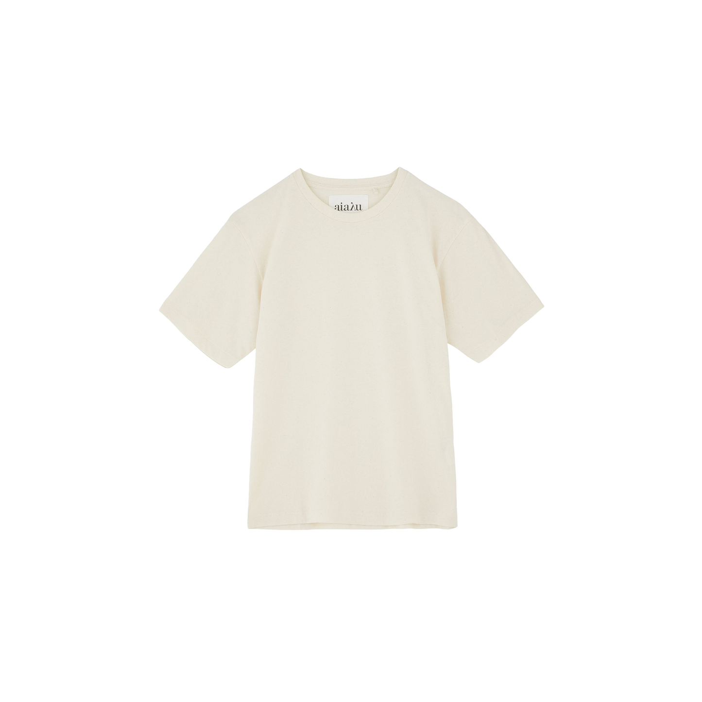 An SS Cotton Tee by Aiayu, GOTS-certified in plain white set against a black background.