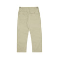 The Universal Works Fatigue Pant Twill in Stone features two back pockets and belt loops, shown from the rear.