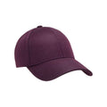 A Varsity Headwear Wool Tech Cap in plain dark purple with a curved brim, showcased on a white background.