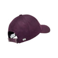 The Wool Tech Cap from Varsity Headwear is displayed from the back, featuring a purple design with an adjustable strap and metal clasp.