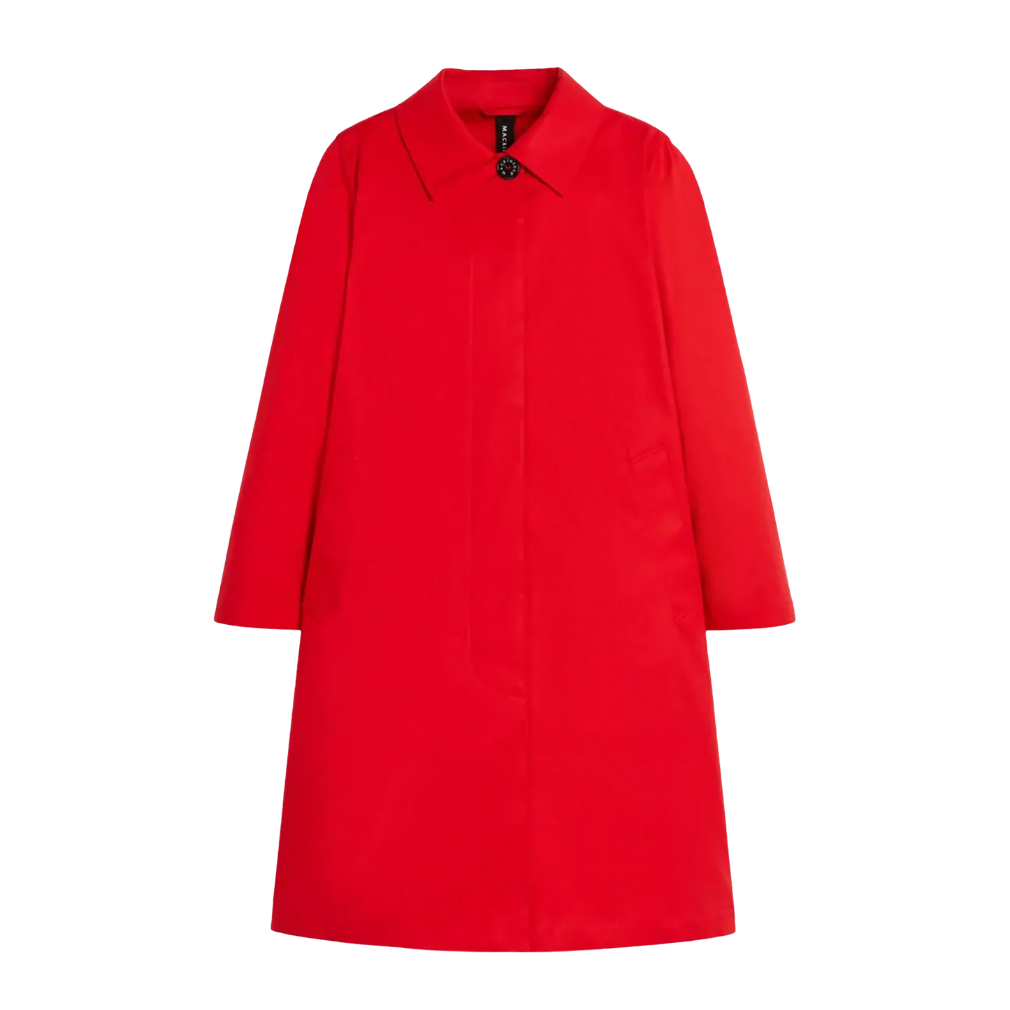 W Banton trench coat by Mackintosh, crafted in water-repellent cotton, features a classic collar and button closure with an A-line silhouette, set against a white background.