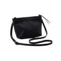 The Zipper Pouch Mini by Bags in Progress showcases a stylish crossbody design, complete with an adjustable strap and zip closure. Made from recycled polyester, it boasts a black finish with water-repellent properties for enhanced durability.